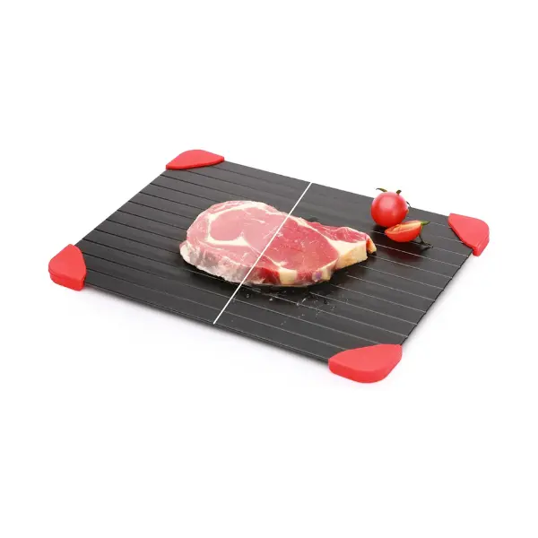Aluminum Defrosting Board - Portable Compact Small-Size Rapid Heat Kitchen Utensil with Kitchen Mat Functionality for Frozen Meat Thawing