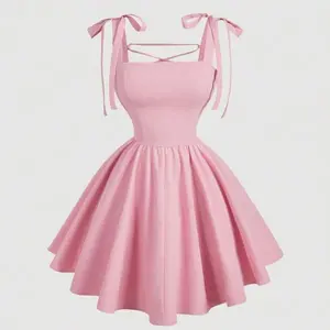 Romantic pink butterfly condensation back MIDI dress, suitable for summer gatherings, vacations, weddings, dates, and tea parties with elegant pink color dresses