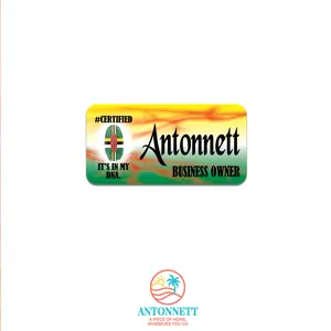 Antonnett “Certified: It’s In My DNA” Personalized Aluminum Name Tag – 3x1.5 in., Pin or Magnet Back, Caribbean‑Inspired Badge with Custom Name in 12 Fonts (️ Magnet Not Safe for Pacemakers)