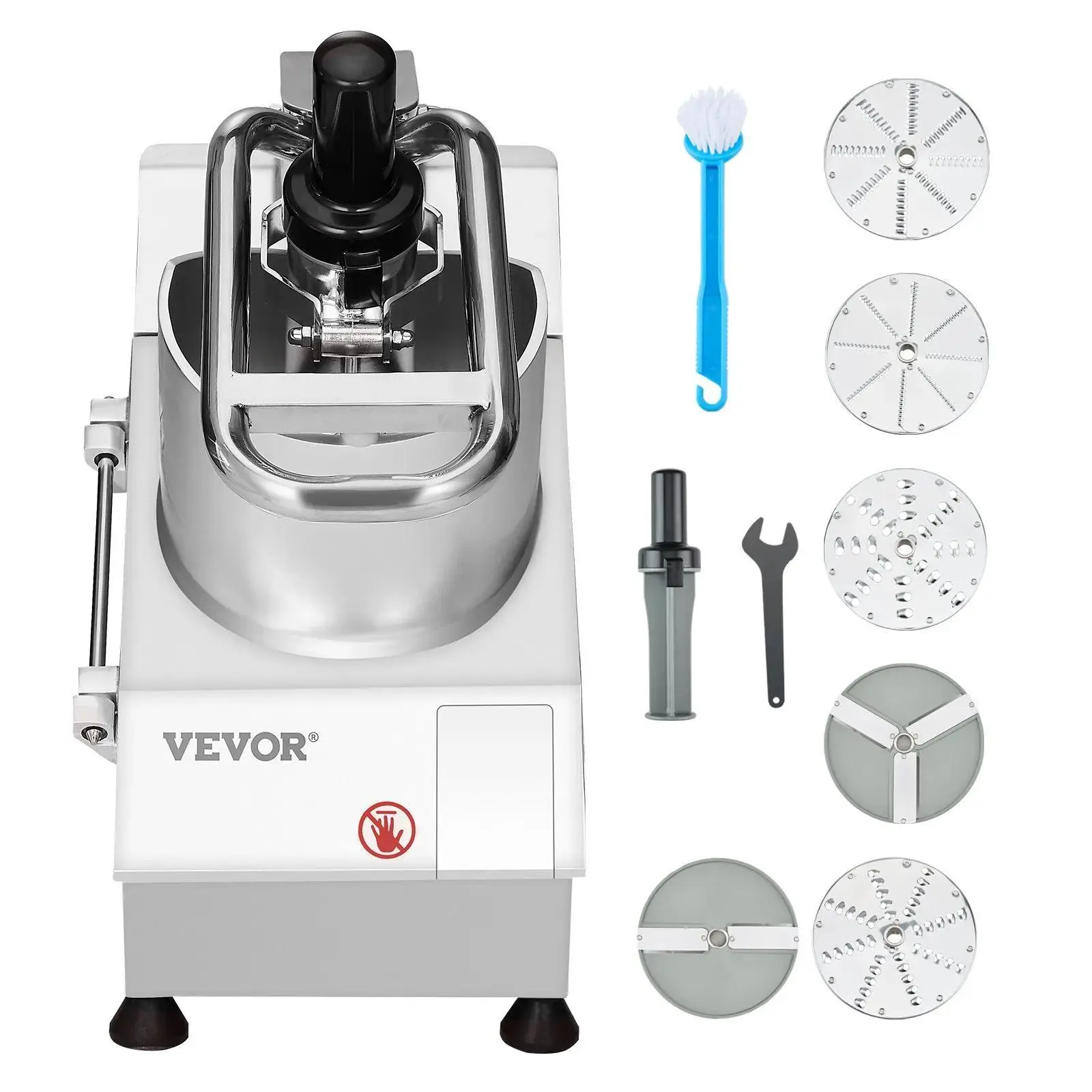 【Summerfinds】VEVOR Food Processor & Vegetable Chopper,  2 Feeding Holes Food-Grade Stainless Steel Food Processor Chopper with Detachable 6 Blades, 3mm/5mm/7mm/10mm Shredder, 2mm/4mm Slicer, for Vegetables, Fruit