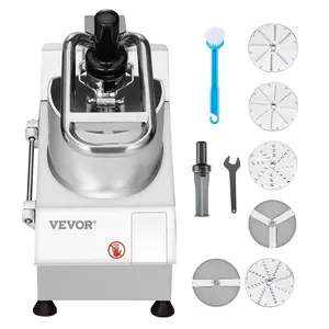 【Father's Day】VEVOR Food Processor & Vegetable Chopper,  2 Feeding Holes Food-Grade Stainless Steel Food Processor Chopper with Detachable 6 Blades, 3mm/5mm/7mm/10mm Shredder, 2mm/4mm Slicer, for Vegetables, Fruit