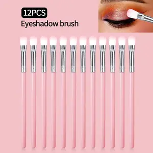 12pcs pink soft eye makeup brush, eyeshadow brush, smuder brush, concealer brush, brightening brush, multi-purpose professional eye makeup tools for beginners