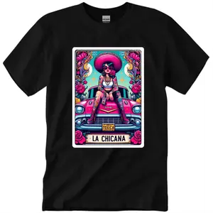 La Chicana Tarot Card T-Shirt, Mystic Latina Graphic Tee, Cultural Aesthetic Shirt, Spiritual Style Top