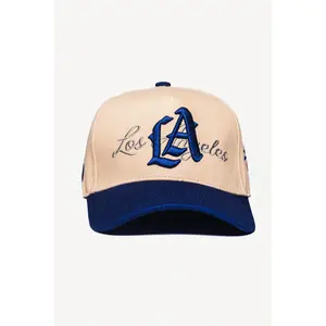 LA Logo A-Frame Snapback | Natural & Royal Blue