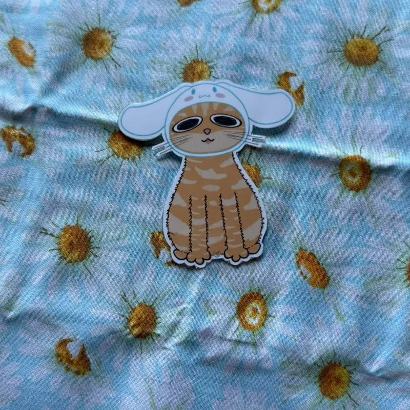 Cinnamoroll Cute Cat Sticker with Fun Design on Floral Background