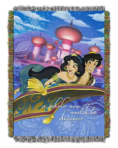 Disney Aladdin A Whole New World Tapestry Fleece Throw Blanket  46" x 60" Decor Decorative