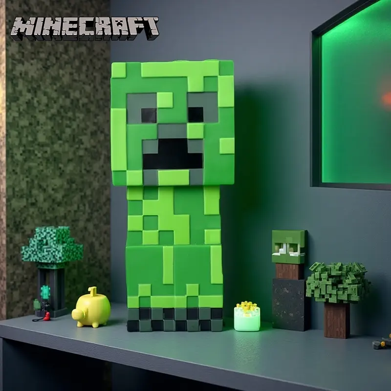 Minecraft Creeper Design Piggy Bank, Creative Large Capacity Money Bank, Desktop Storage Decorative Ornament for Home Living Room Bedroom