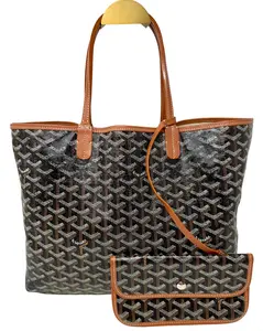 Pre-owned Goyard hand painted coated canvas Tote Bags St. Louis PM Tote – Black Gold with Attached Pouch