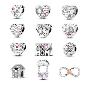 MULA 925 Silver-plated Family and Friendship Beads | Heart and Infinity Symbol with Zirconia | Fits Pandora Bracelets and Necklaces | Sentimental Jewelry Gift for Women and Girls