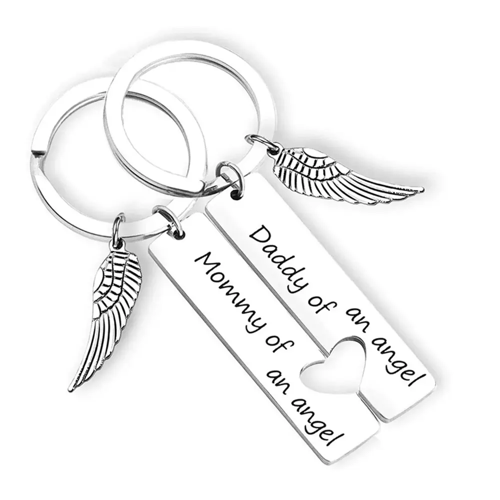 Matching Angel Wings Memorial Keychain Set, Mommy & Daddy of an Angel Sympathy Keepsake, Bereavement Remembrance Gift for Grieving Parents,Mommy of an Angel Daddy of an Angel Matching Keychains,Angel Wing Memorial Keychain for Grieving Parents