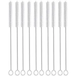 Long Straw Brush, Nylon Pipe Tube Cleaner 10-ihch X 2/5-inch Set of 10