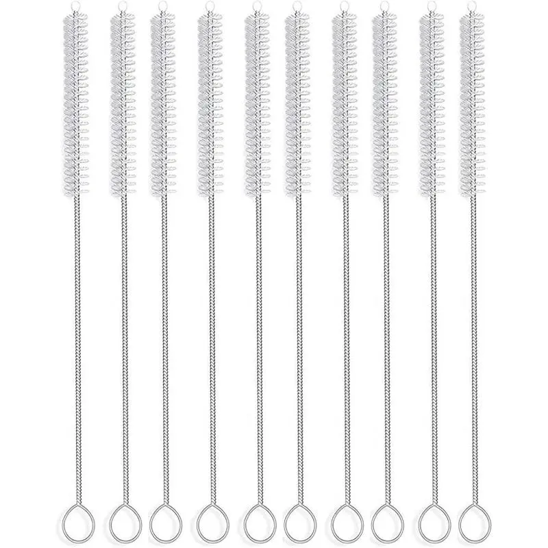 Long Straw Brush, Nylon Pipe Tube Cleaner 10-ihch X 2/5-inch Set of 10