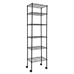 YSSOA Heavy Duty Shelving with Wheels, with Hanging Hooks, Wire Shelving, Adjustable Storage Units Metal Racks