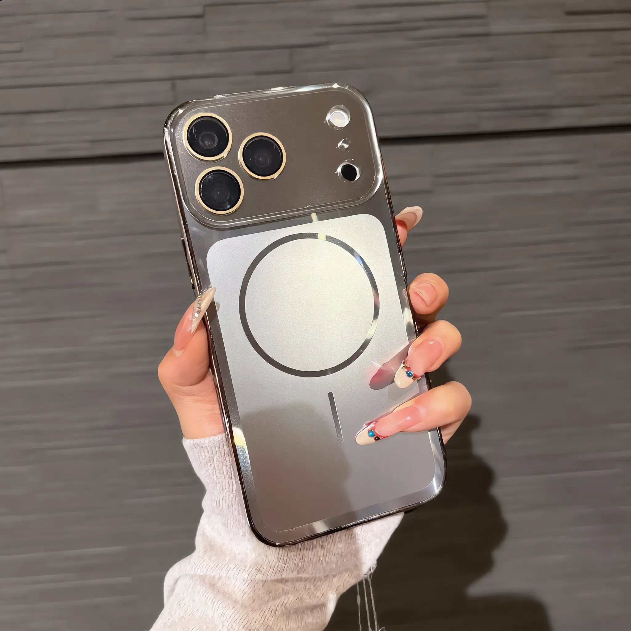 Magnetic High-Definition Lens Protective Smartphone Cover - TPU Shockproof Anti-Drop Cellphone Accessory for iPhone 17 Pro Max/17/16 Pro/15/14, Girls' Outdoor Handheld Case