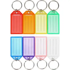 16 Pack Plastic Key Tags, Key Labels with Ring and Label Window, 8 Colors