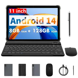 VASOUN 11 Inch Tablet with Keyboard Mouse Set, Android 14 Tablet with 8 Core Processor, 8GB RAM 128GB ROM Dual Camera Tablet for Home Office, Android Wifi Tablet