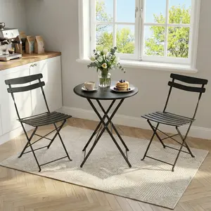 3-Pieces Patio Bistro Set，Bistro Table and Chairs Set of 2 , Folding Design, No Assembly Need, Outdoor/Indoor Outdoor Patio Furniture Set for Balcony Yard Garden
