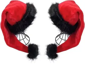 Black Santa Hat - Adults Deluxe Black And White Xmas Christmas Hat Pack 2 pcs