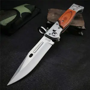 Upgraded EDC Pocket Knife – N690 Stainless Steel Folding Knife with Wooden Handle, Manual Open Survival Knife for Camping, Hunting, Hiking, and Everyday Carry