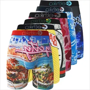 4Pcs Men's Boxer Briefs & Trunks – Breathable Quick-Dry Swim Underwear Plus Size Printed Sexy Boxers for Hiking Sports