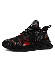 Men's Lightweight Gothic Dark Cross Athletic Sneakers - Breathable Comfort Casual Walking & Gym Shoes