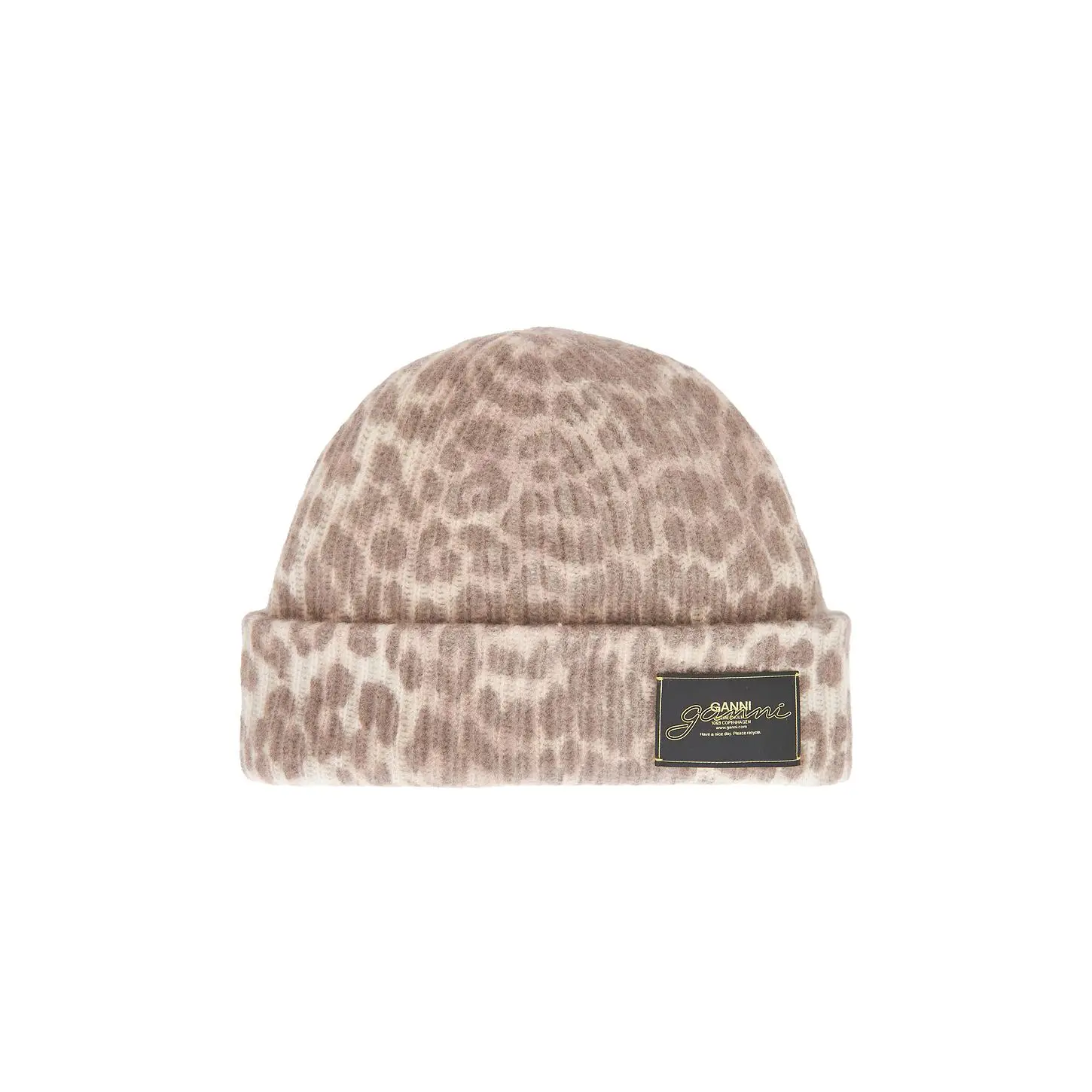 Ganni Graphic Mix Printed Leopard Beanie in Leopard