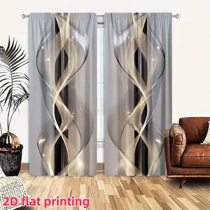 2 pieces, abstract art printed curtains, pole pocket style, semi sunshade polyester fiber, suitable for home living room, bedroom, balcony, kitchen, study and shower window decoration, anti privacy, easy to clean, Easy Install Curtain