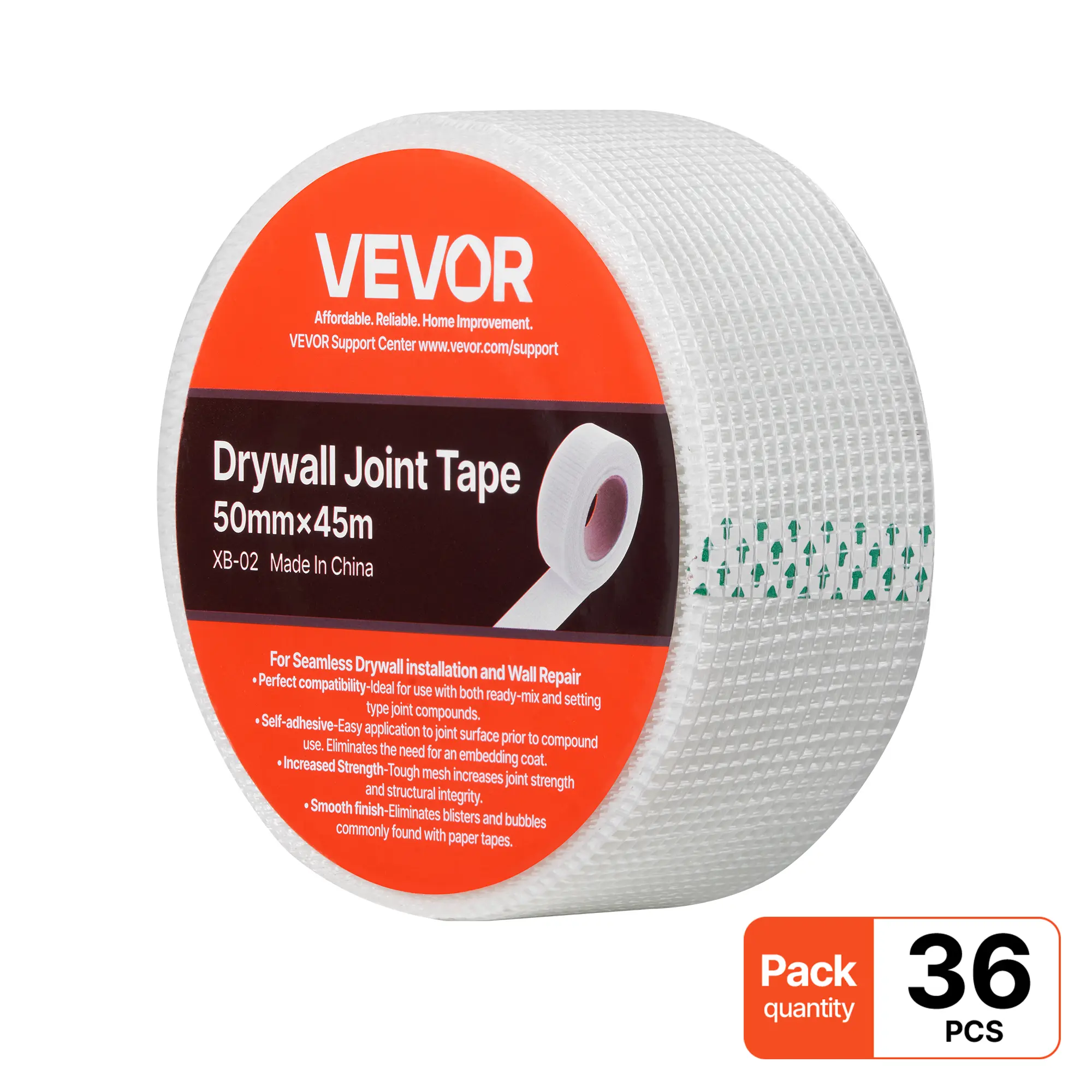 【Summerfinds】VEVOR Self Adhesive Fiberglass Drywall Mesh Tape (1.97 in/50 mm W x 147.64 ft L, 36 Rolls) - Corrosion-Resistant, Waterproof Seal, Adhesive for Cracks, Wall Repair, Sheetrock Ceiling Patching, Smooth Surfaces, 50 Mm X 147.64 Ft, Ceiling Crack