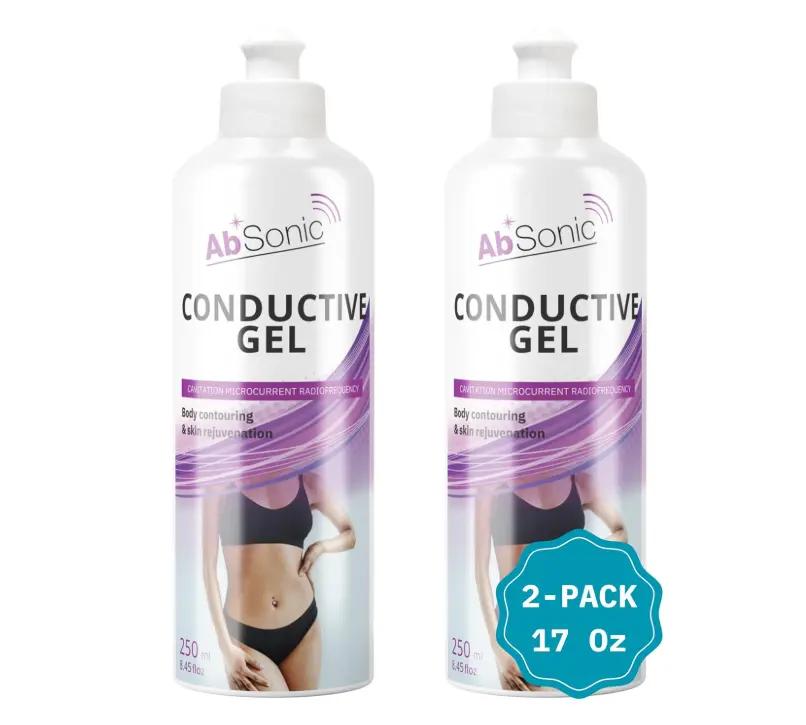 Absonic Conductive Gel for Ultrasound, Cavitation, Microcurrent, RF, TENS & EMS Devices – 2-Pack (17 oz Total) – Water-Based, Paraben-Free – Designed in France