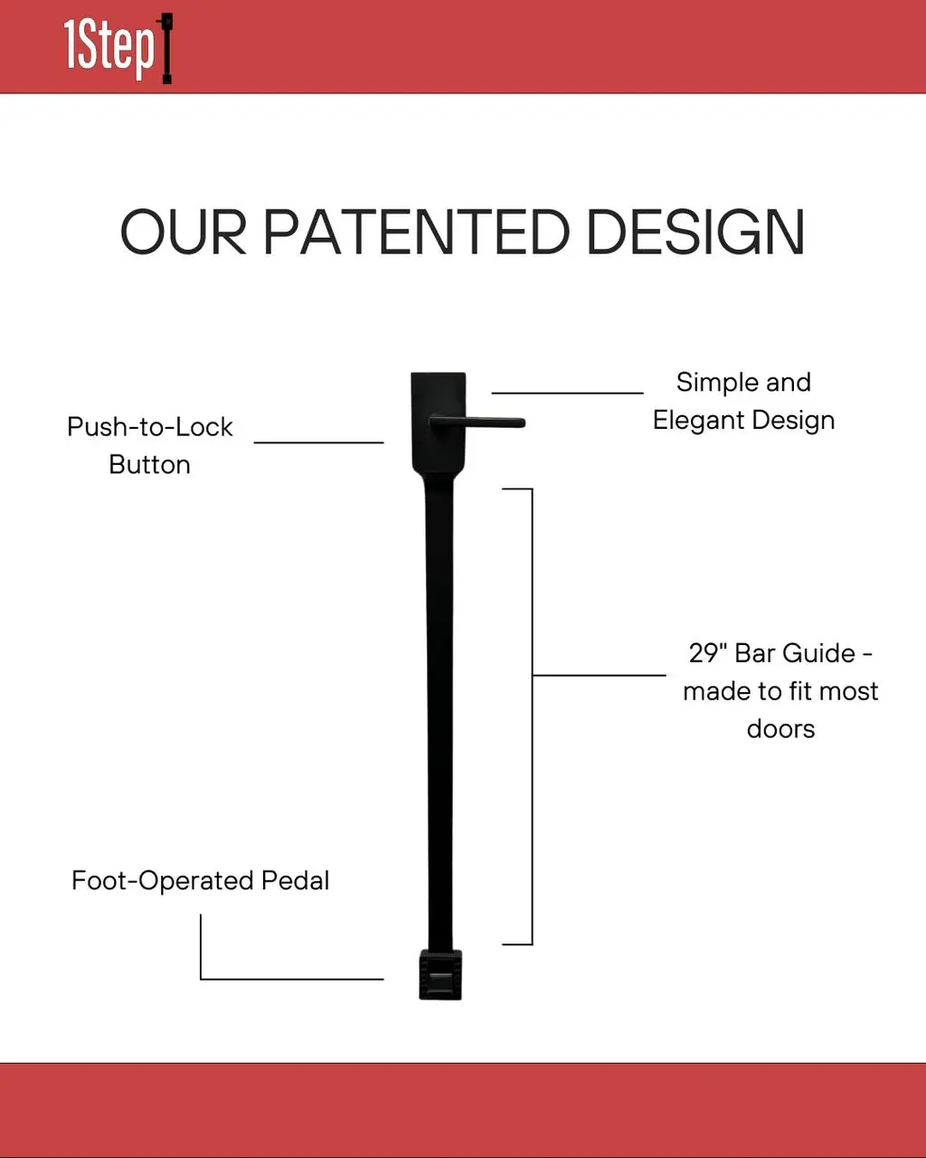 Patented Hands-Free Lockable Handle for Latched Doors - Activated-Open, 1 Side Pedal (Bathrooms, Offices), 2 Side Pedal (Entry Ways, Garage Doors), Clean Room, Doctor's Office Compatible