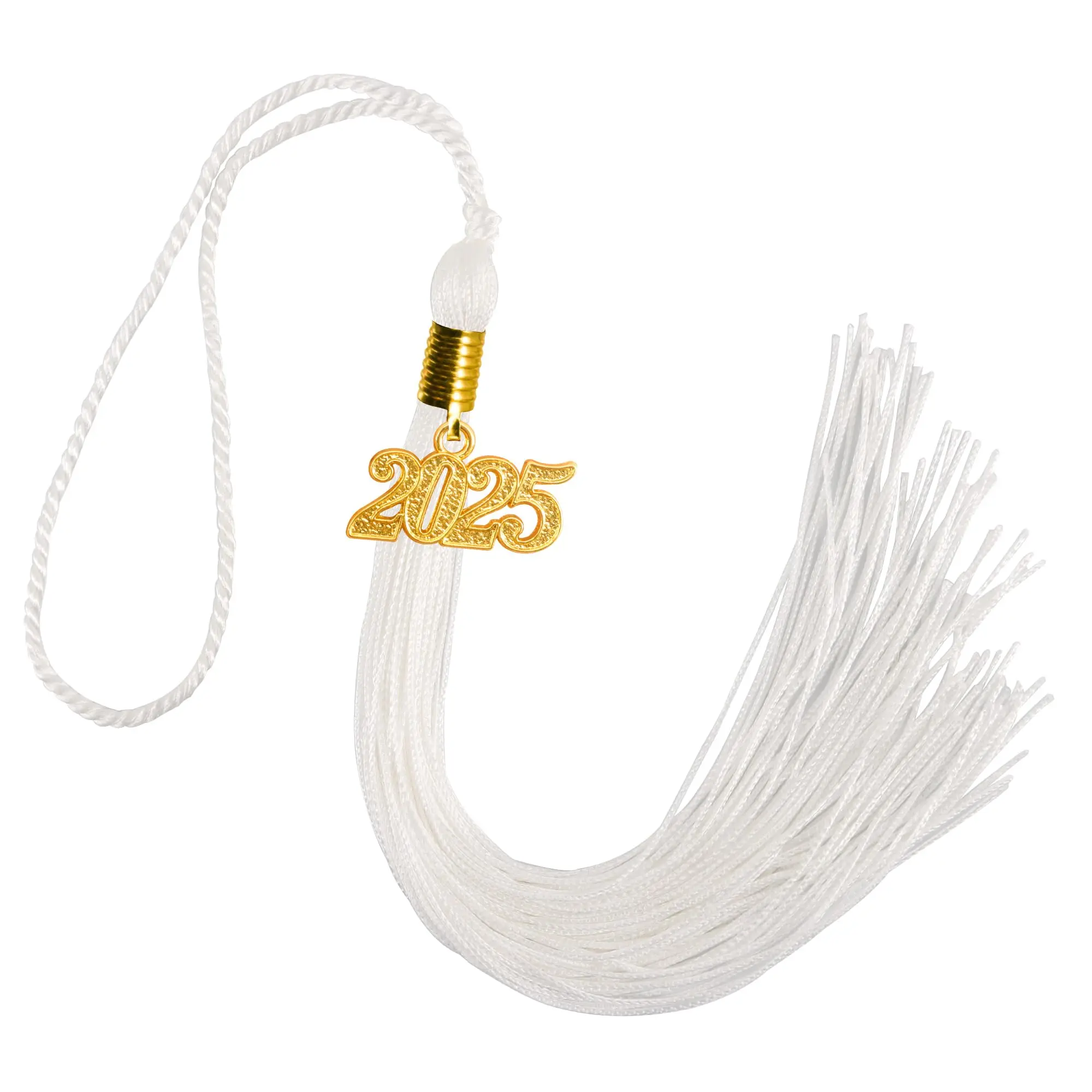 GraduationMall 9" Long Rayon Fabric Graduation Tassel - Single & Multiple Color Options, 2025 Year Charm, 9" Tassel for Graduation Ceremonies