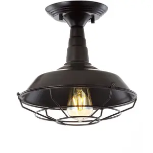 JONATHAN Y Gabe Farmhouse Metal LED Semi Flush Mount; for Living Room,Bedroom, Kitchen, Office