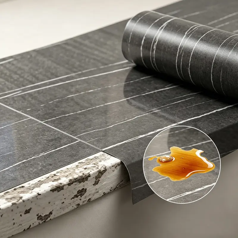 1pc Premium Marble Pattern Waterproof Wall Sticker - Heat And Oil Resistant, Waterproof And Oilproof Self-Adhesive Wallpaper, Suitable for Kitchen, Bathroom, Stove Countertop, Tile Cabinet Repair, Marble Film Design