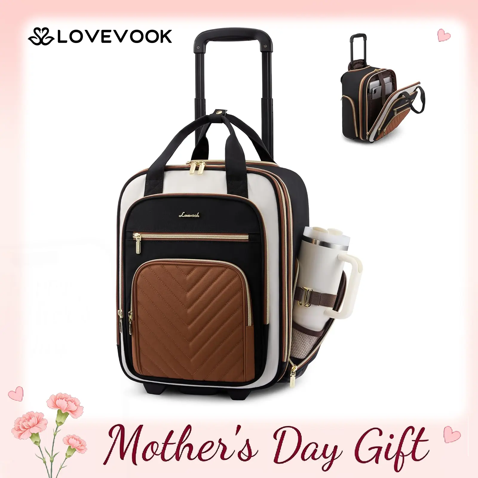 LOVEVOOK Underseat Carry On Luggage with Wheels, Lightweight Stylish Under Seat Luggage, Soft Sided Small Personal Item Suitcase for Travel,DealsForYouDays
