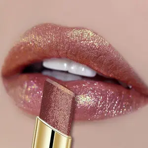 Single Pack Huasurv Shimmer Lipstick, Natural Moisturizing, Hydrating, Plump, Long-Lasting, Makeup, Perfect for Parties, Christmas Gift, Hs3560-303