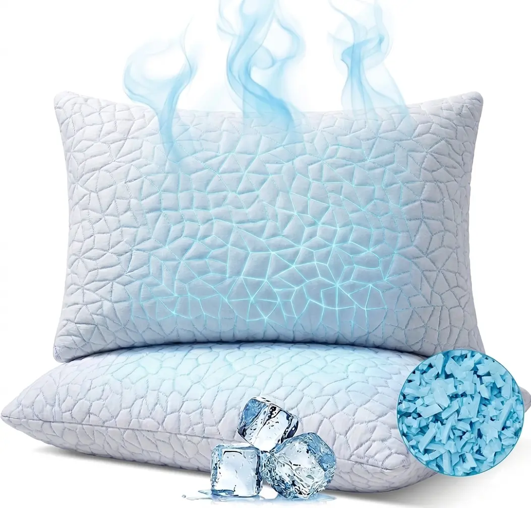 MIUKIULA Cooling Pillow for Sleeping, Cool Pillow for Hot Sleepers Adjustable Firm Pillow for Side, Back, Stomach Sleepers Soft Yet Support