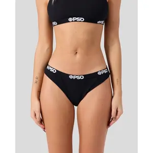 PSD Womens Black Rib Thong - Soft, Comfortable, Breathable, Ultra-Light Fabric