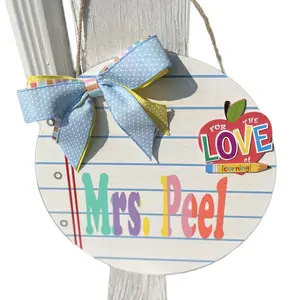 Customizable Classroom Door Hanger or Sign - Notebook or Composition Pattern