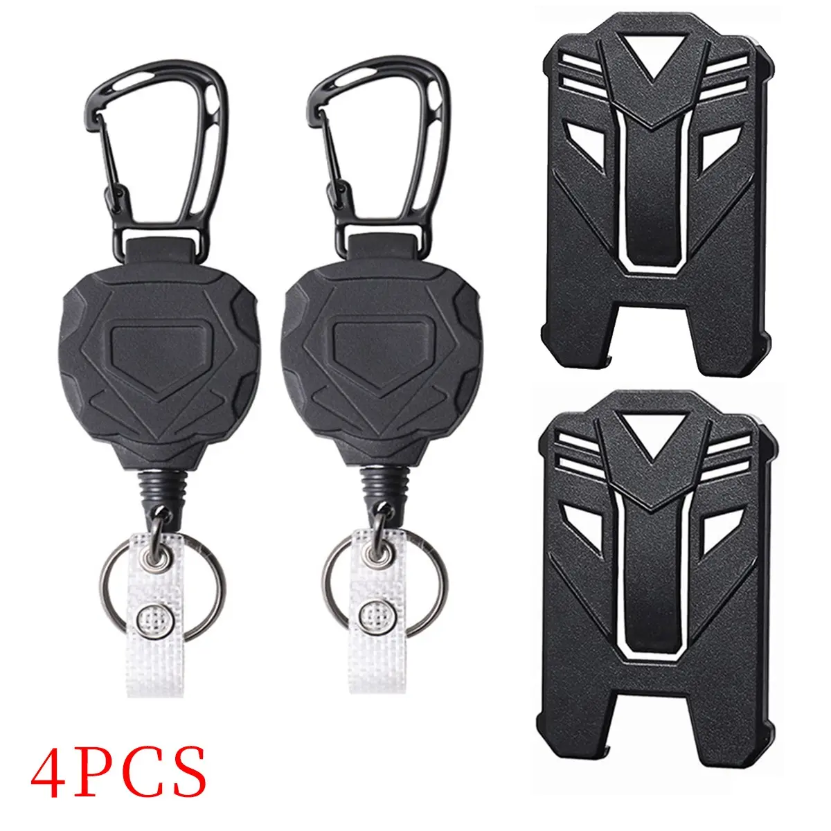 ID Badge Holder Set (2 Badges + 2 Card Cases), Retractable Tactical Document Case, Quick Release Clip, Office Supplies, Retractable Badge Holders, Retractable Badge Reel, Badge Reels Retractable