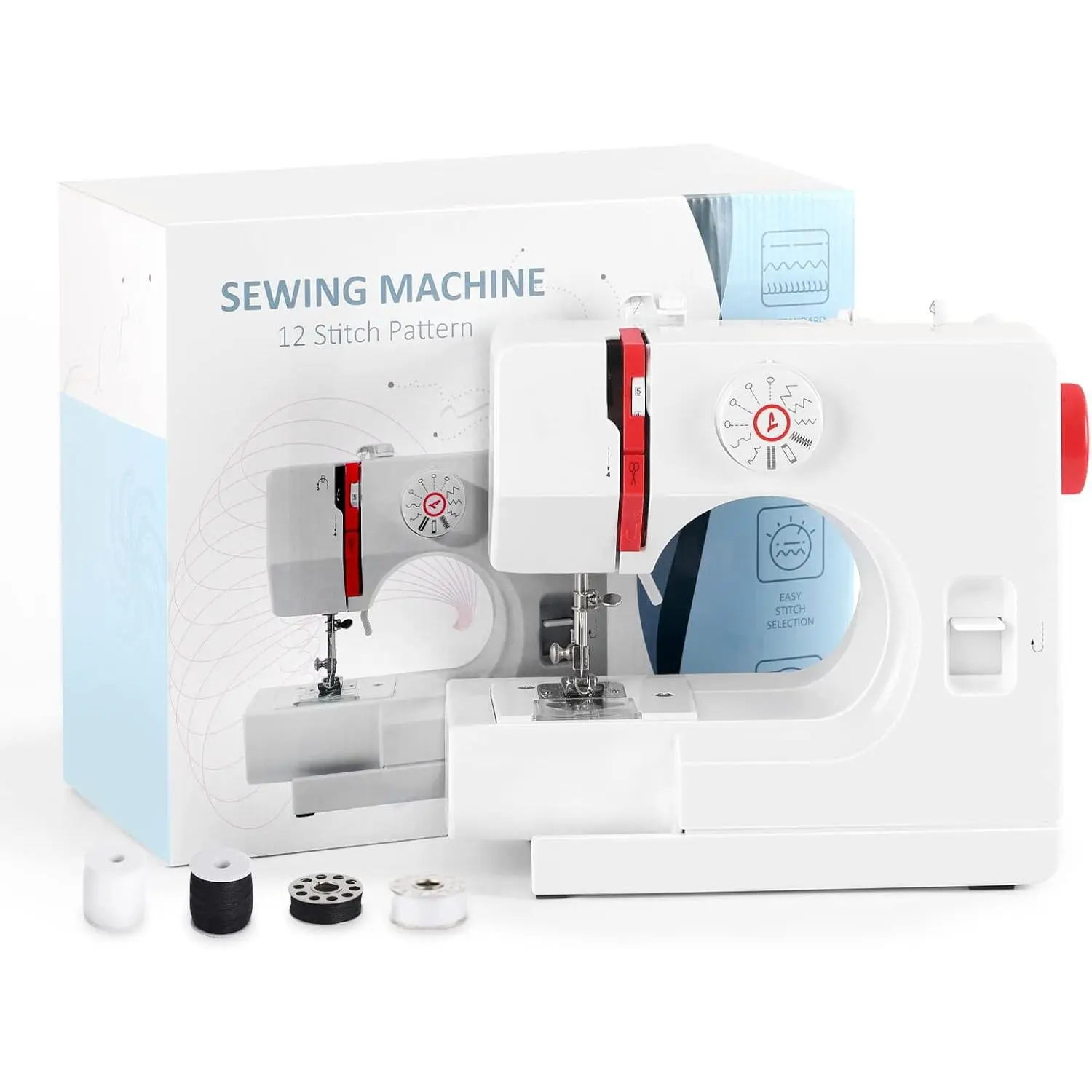 Sewing Machine for Beginners Mini Sewing Machine with 12 Built-In Stitches Handheld Sewing Machine for Kids, Adjustable Speed & Great for Beginners, Red#tiktokshopsummersale