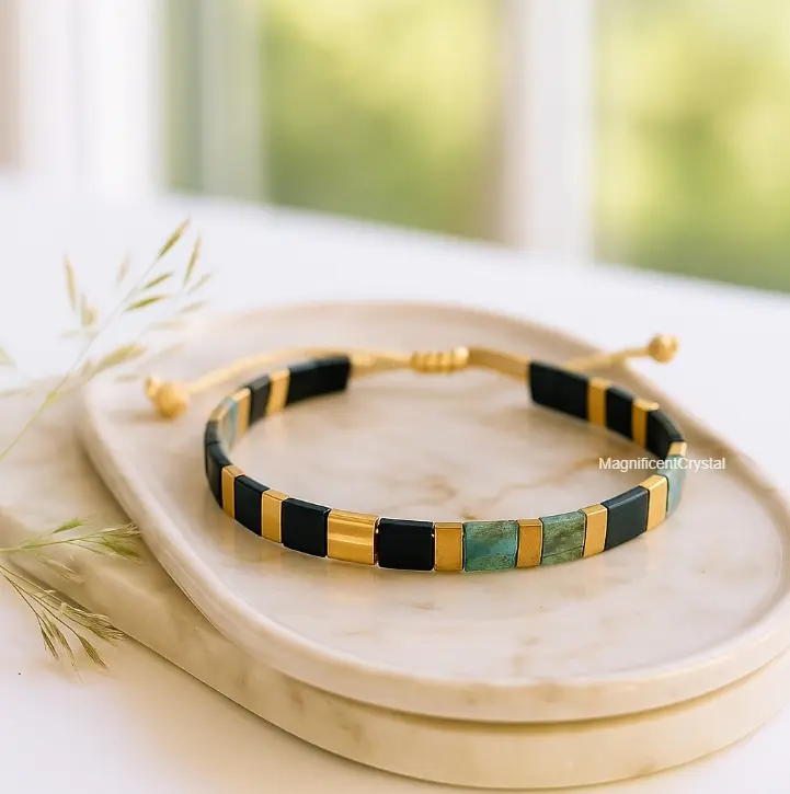 Vinatge Miyuki Tila 24K Gold Plated Boho Bracelet Chic Minimalist Women Jewelry