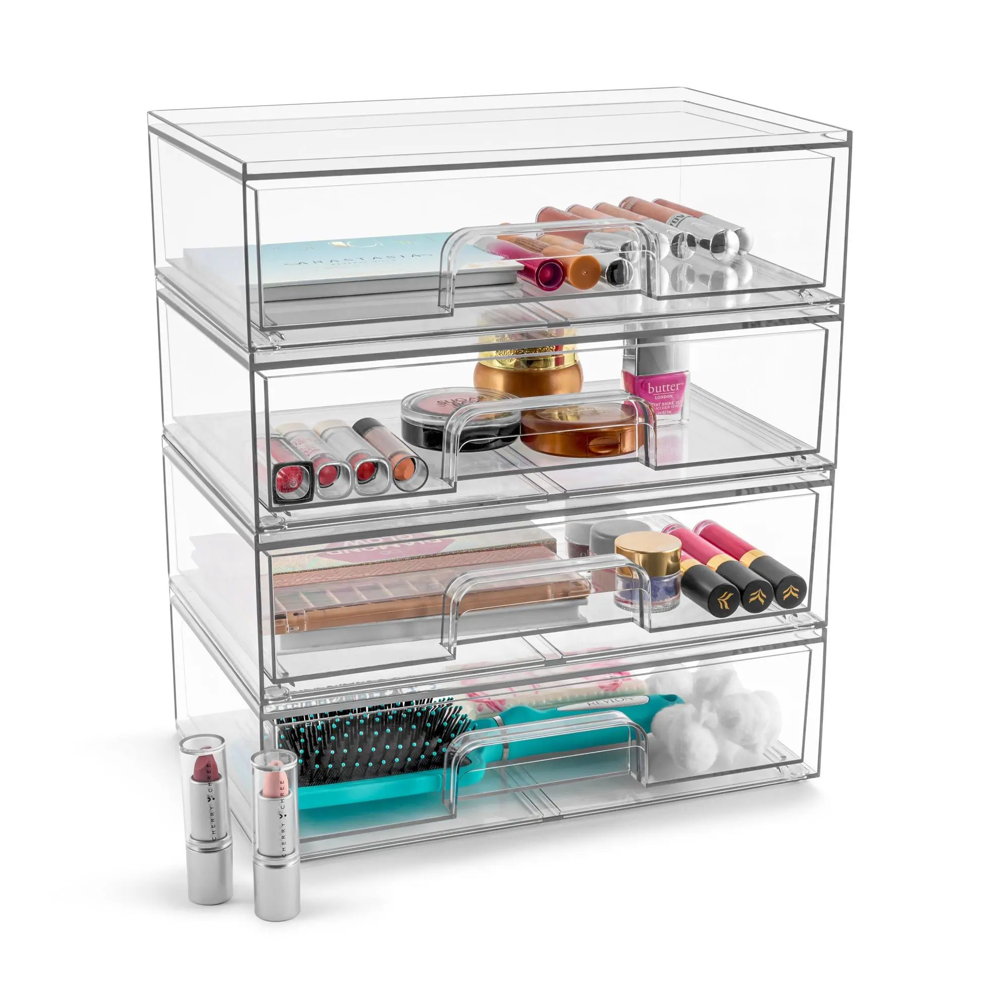 Sorbus Storage Containers with Pull-Out Drawers- 4 Pack, Wide