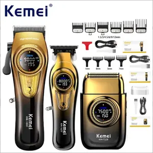 Kemei Rechargeable Electric Hair Clipper Set Km-1691 Km-1677 Km-T228, Professional Trimmer & Shaver for Men, Cordless Hair Cutting Machine
