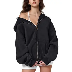 Women's Zip-Up Hoodies Men's Oversized Acid Wash Sweatshirts Heavyweight Fall Fashion Casual Jackets Fall/Winter Outfits Adjustable Jackets Outerwear Cardigans Streetwear Women's Basics Smooth Zip-Up Tops
