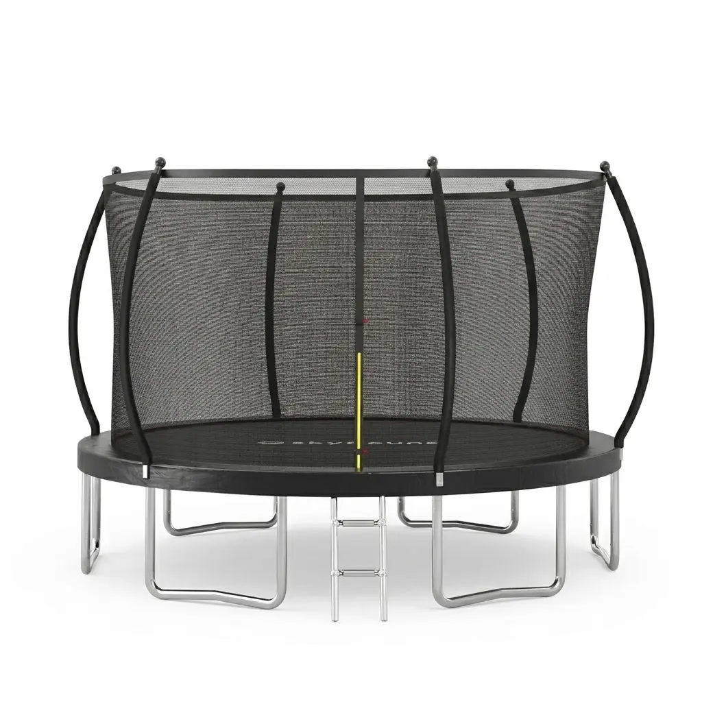 Multi-Size Heavy-Duty 12-16 ft Trampoline for Kids, ASTM Approved Straight-Pole Design with Enclosed Safety Net, Ladder Access for Backyard Outdoor Recreation & Fitness