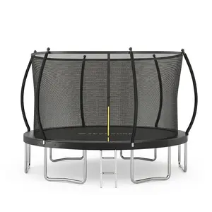 Heavy Duty Straight-Pole Trampoline with Safety Enclosure Net & Ladder - 12ft/14ft/16ft ASTM Approved Outdoor Backyard Recreational Trampoline for Kids & Adults