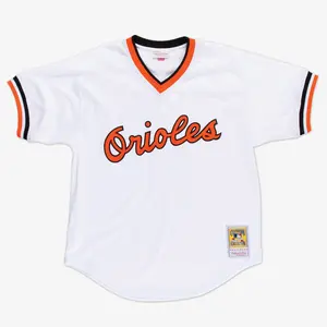 Men's Cal Ripken Jr. Baltimore Orioles White 1985 Mesh Batting Practice Jersey