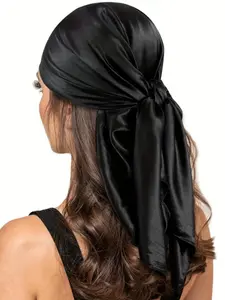 1pc women's 90 * 90cm satin solid color headscarf square scarf, imitation silk simple and versatile thin silk scarf, silky smooth and shiny texture wrapped headscarf handkerchief neck scarf silk scarf