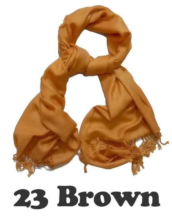Women Pashmina Wool Feel Silky Classic Solid Wedding Shawl Scarf Stole Wrap  Brown