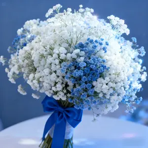 30 Pcs DIY Artificial Artificial Starry Sky Flower Simulation Plastic Bouquet, 20 Pcs White and 10 Pcs Blue , Valentine's Day Gift Bouquet Mother's Day Bouquet Wedding Flower Decoration, Party Decoration , High-end Simulation Plants, Artificial Flower Set